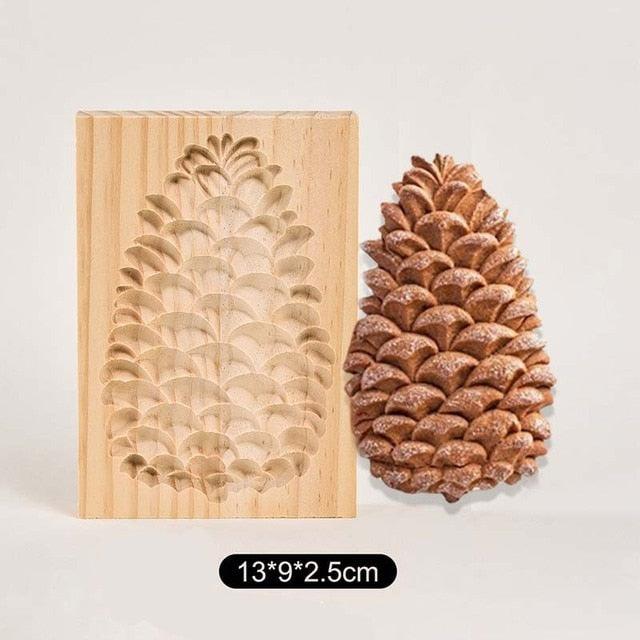 Wooden Cookie Mold Cutter Wooden Gingerbread Cookie Moulds Press 3D Cake Embossing Baking Mold Rose Flower Cutter Bakery Gadgets Cookies, Wooden Cookie Cutter, Funny Wooden Cookie Molds For Baking, Gingerbread Mold, Pine Cone Mold, Cake Mold