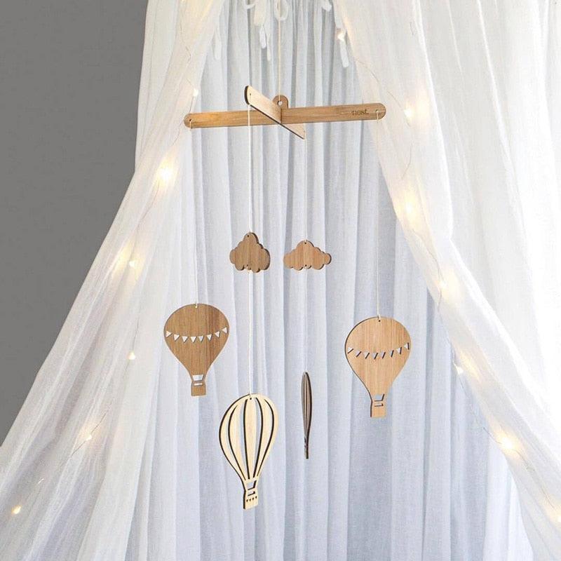 Wooden Hot Air Balloon Outdoor Wind Chime Hanging Wall Ornaments Baby Bed Bell Nordic Style Kids Room Decoration Nursery Photo Props Wind Bell Memorial Wind Chimes Best Gift Chimes Decor For Garden Patio Porch Outdoor