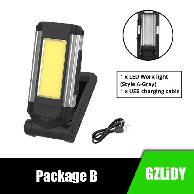 Work Light Rechargeable LED Camping Waterpoof Portable Multifunctional Adjustable USB Light Hanging Hook& Magnetic Base Flashlight For Hurricane Camping Hiking Riding Fishing Jogging Household